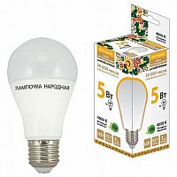 Лампа светодиодная НЛ-LED-A60-5 Вт-230 В-4000 К-Е27, (58х109 мм² , Народная |  код. SQ0340-0110 |  TDM